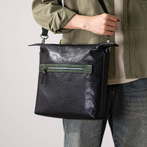 Backstep high-end mens genuine leather shoulder crossbody bag casual contrasting color messenger bag large capacity trendy brand cowhide backpack for men