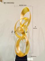  Simple modern creative gold leaf abstract streamers Sculpture decoration ornaments handmade forged gold art