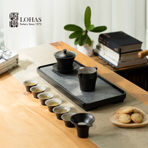 Taiwan Lubao Ceramic Sancai Bowl Cover Tea Ceremony Tea Cup Tea Tray Whole Day Style Kongfu Tea Retro Zen for Home