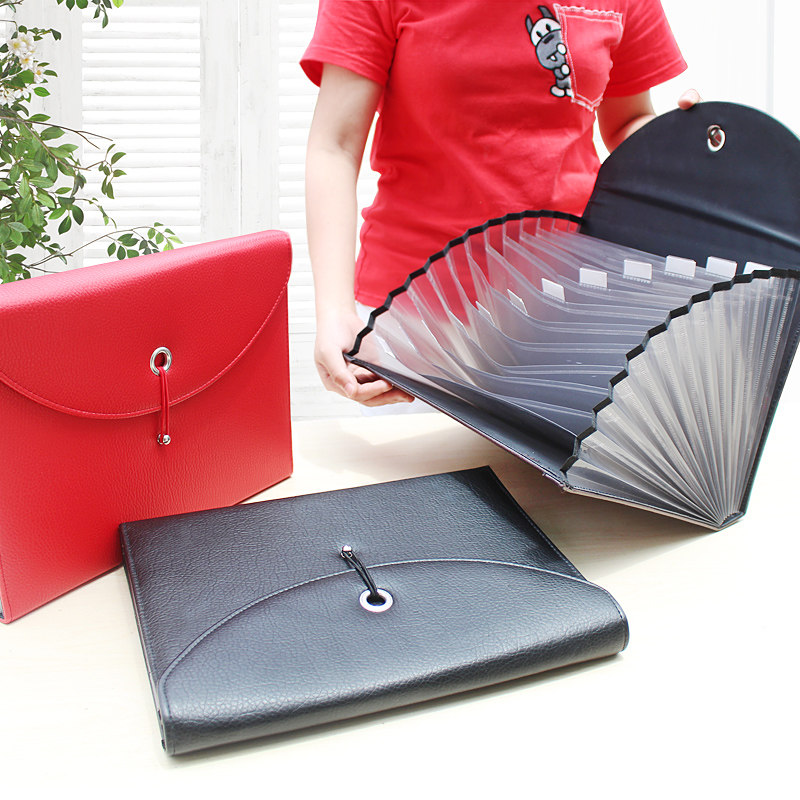 Customizable logo leather multi-card bag thickened a4 file bag office supplies men and women multi-function business file bag