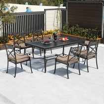 Outdoor cast aluminum tables and chairs outdoor courtyard garden terrace leisure iron chair kit anti-corrosion sun barbecue long table