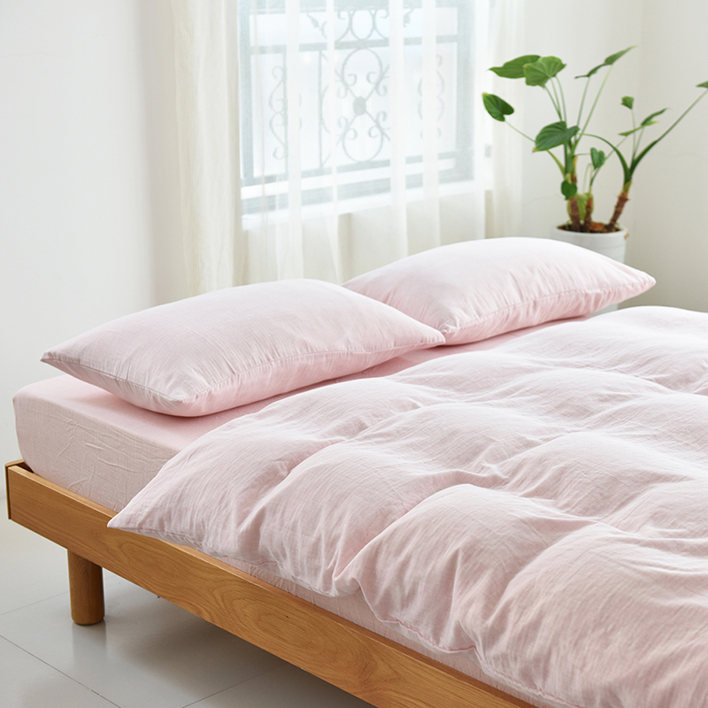 Total Cotton Double Layer Yarn Baby Grade Fabric Plaid Stripe Minimalist Bed-in-bed Ogasaward-Bed bedding Four pieces of cover