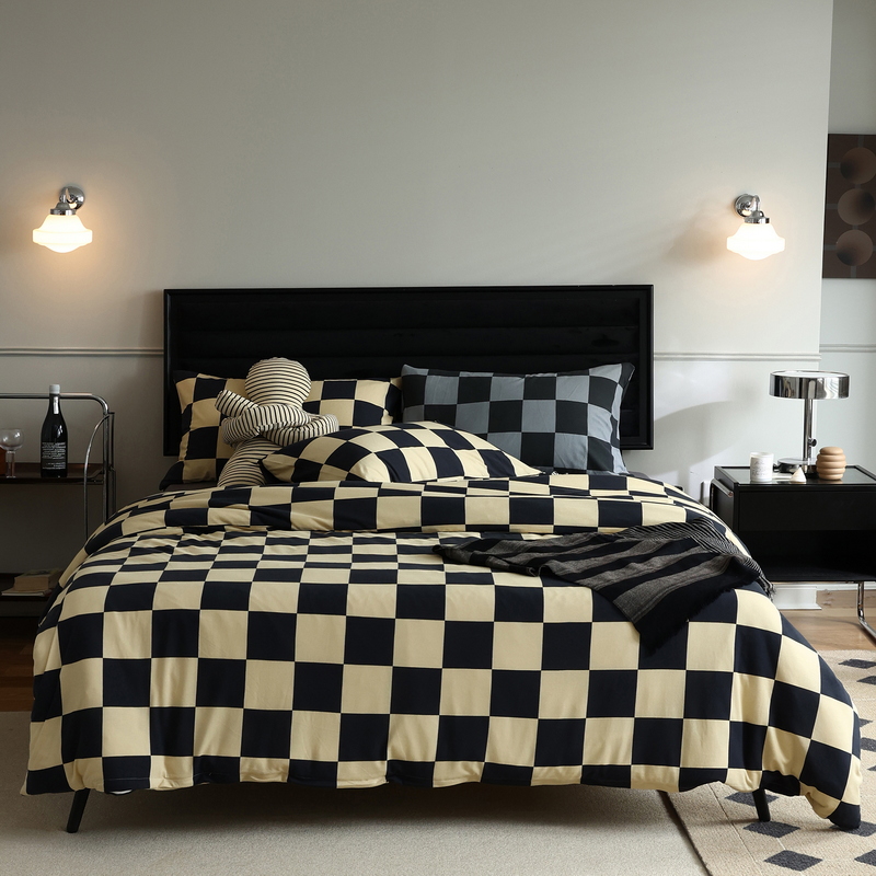 Class A Tianzhu cotton four-piece printed 100 cotton knitted cotton naked sleeping simple quilt cover sheets fitted sheets bedding