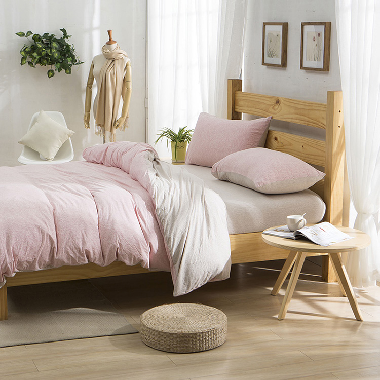 Geranium cotton full cotton four sets Japanese style nude sleeping knit cotton minimums about pure color knit cotton bunk bed pure cotton linen