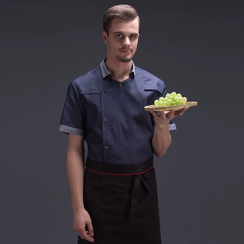 Кухня Lele Brand Kitchen Men and Women Chefs Work Одежда короткая джинсовая джинсовая половина