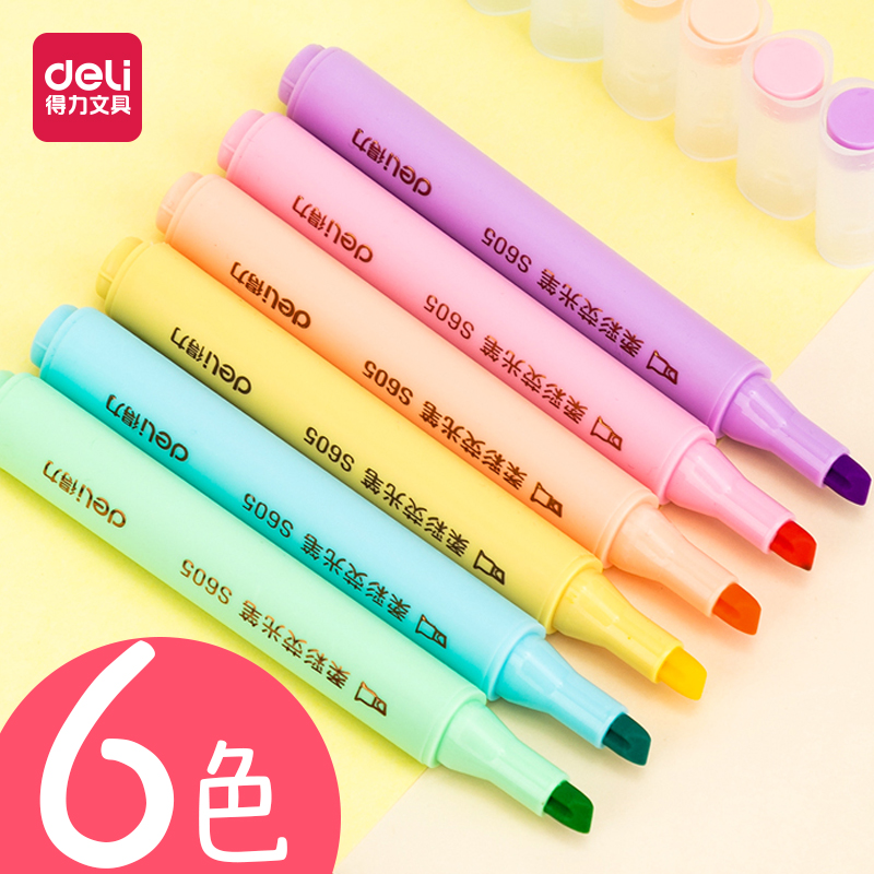 Able stationery soft color fluorescent pen light color series Fluorescent Marker Pen Triangle Pen pen Color students use thick scratches to make notes eye-catching fluorescent pen light color series Axe Pen