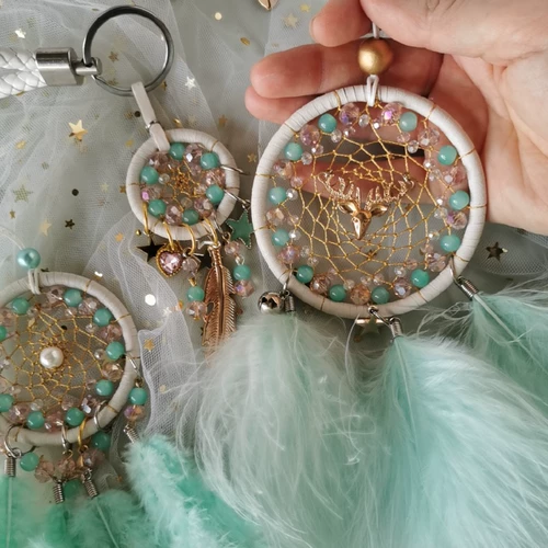 Оригинальный свежий мятный комплект, брелок ручной работы, сумка, 3 предмета, подарок на день рождения