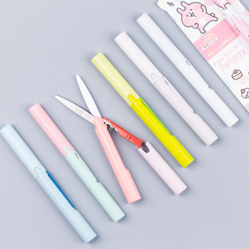 2019 Japan Stationery Awards plus Pulesi scissors twiggy portable pen-shaped scissors Portable mini hand account Household diy handmade art folding student paper-cut tailor scissors