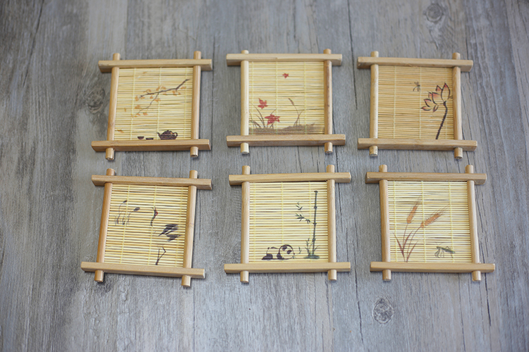 Tre trà mat mat tre đan tay trà coaster trà lễ sáu quý ông bộ trà phụ kiện khay trà trà mat lanh đế lót ly bình uống trà