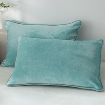 Warm pillowcase with 2 double-sided thickened velvet solid color pillow cover 48 * 4cm zipper single double Winter