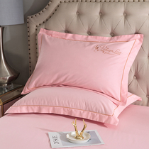 European-style cotton simple pillowcase a pair of high-end wedding pink hotel B & B pillow cover 48 * 4cm single double
