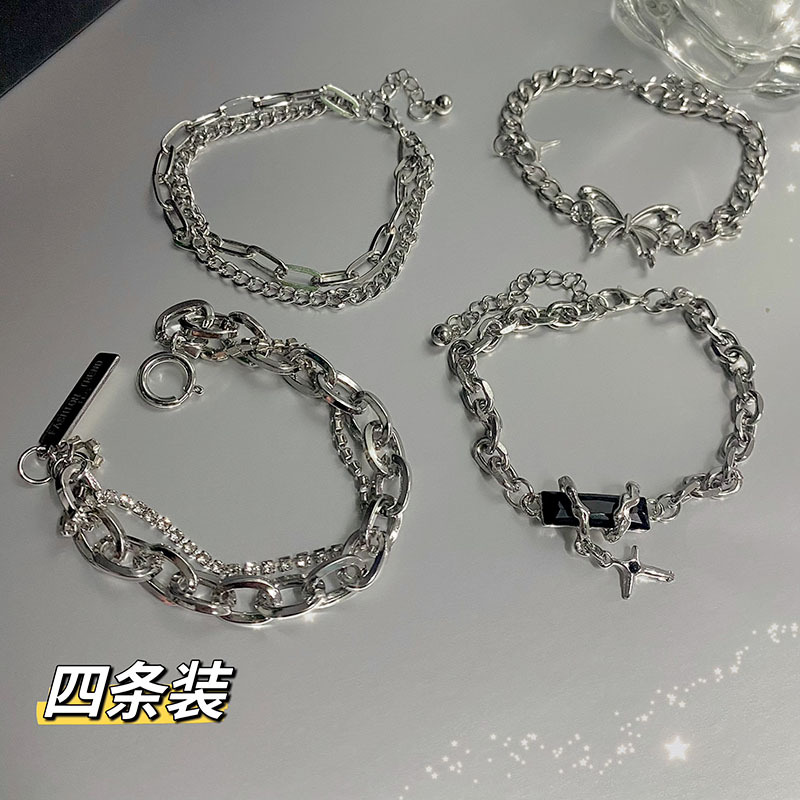 Double-Layer Diamond Bracelet ins Niche Design Black Gemstone Winding Couple Style Light Luxury Best Friend Bracelet Gift for Women Double-Layer Diamond Bracelet ins Niche Design Black Gemstone Winding Couple Style Light Luxury Best Friend Bracelet Gift for Women