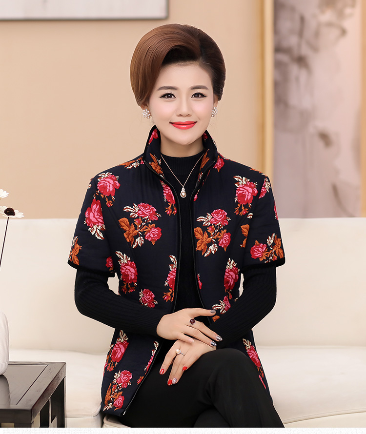 Áo mẹ cotton ngắn tay vest mùa thu và mùa đông vest cotton quần áo nữ cotton trung niên áo khoác cotton nữ nhà vest áo khoác trung niên