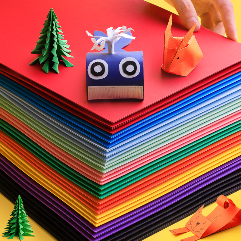 Able Color Hard Cardboard Suit Thick A4 Kindergarten A3 Special Paper Handmade Baby Children Elementary School Children Primary School Cut Paper Making Material Black White Red Large Zhang Color Photocopy Paper Folding Paper Full Set
