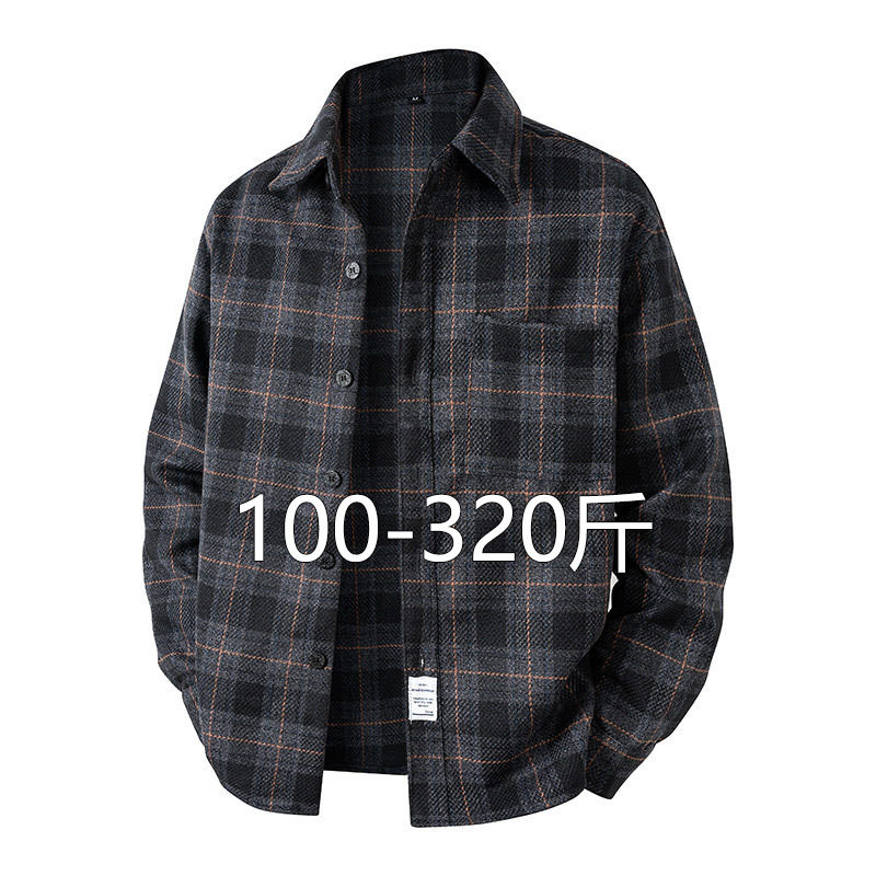 Plus Size Plaid Shirt for Men, Long-Sleeved, New Autumn Style, Turn-Down Collar, Loose Fit, Extra Large Size, Casual Work Shirt Plus Size Plaid Shirt for Men, Long-Sleeved, New Autumn Style, Turn-Down Collar, Loose Fit, Extra Large Size, Casual Work Shirt