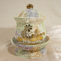 Xiangsheng Hall Ceramics Lotus for a cup for a water glass monastery Marble Veins Net Water Cup for the Buddhas Chapel of the Sacred Water Cup