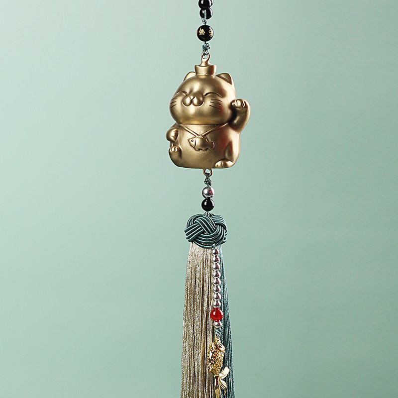 Copper Cat Car Hanging in-car rear mirror high-end mount decoration men Bao Ping Anyu Car Pending Goddess
