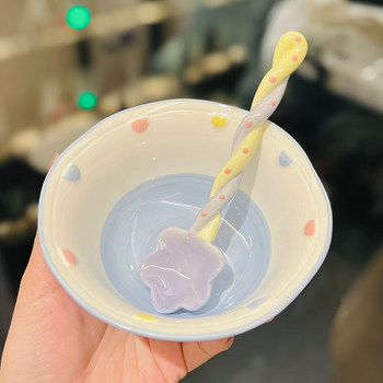 Ceramic cute girl heart unicorn dessert salad bowl