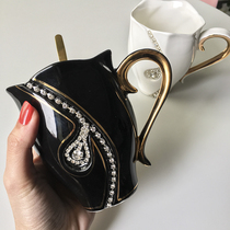 Exquisite ceramic cups with Diamond water cups elegant luxury European lovers lovers a pair of drinking cups set gift box