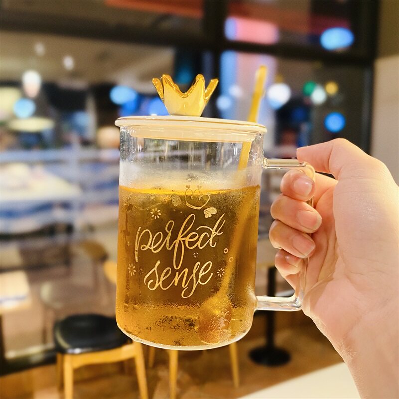 Queen series with glass crown ins heat-resistant net red female creative home living room transparent drinking water cup