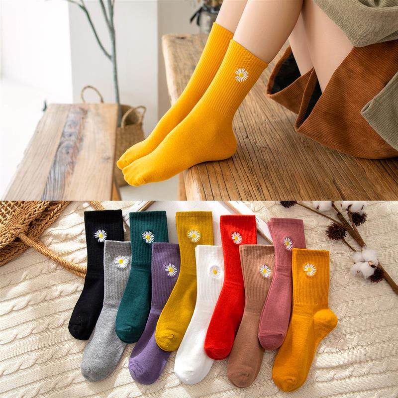 Black Socks Female Midcylinder Spring Autumn Pure Cotton Deodorant Anti-Sweat and Ins Chaunet Red Net Red can't wear the ball green white