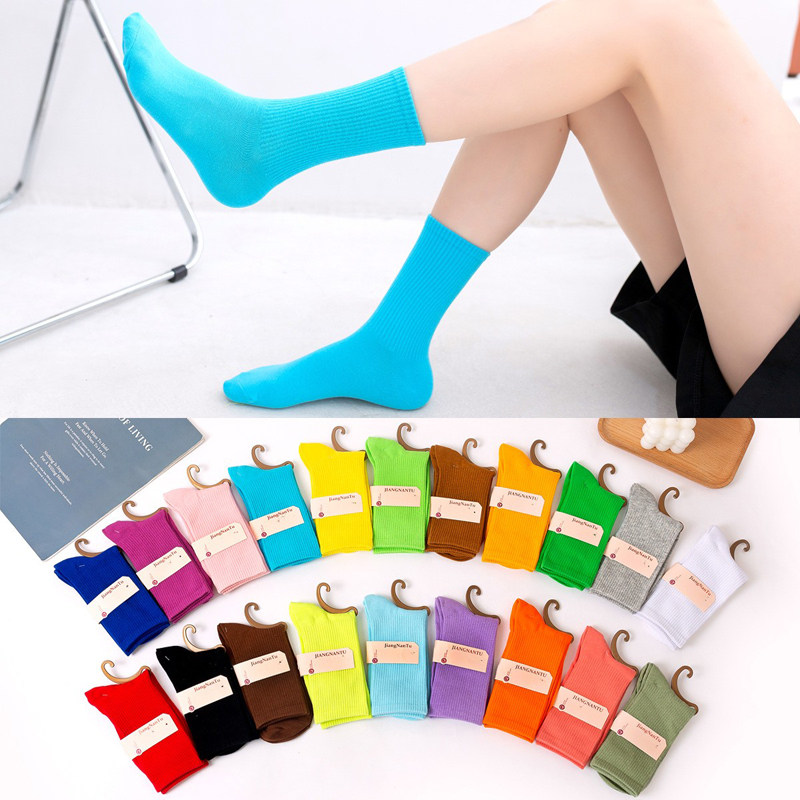 Socks Lady Casual Middle Cylinder Pure Cotton Spring Autumn Season Sports Elite 2022ins Chaumei Red Orange Yellow Ullan