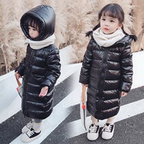 Girls medium and long cotton clothes Winter clothes Baby girls thick warm Korean version cotton coat foreign childrens cotton jacket tide coat