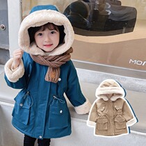 Girls plus velvet pie to overcome winter clothes baby net red hot style thick trench coat in the long coat childrens cotton clothes cotton clothes