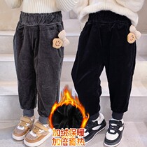 Girls plus velvet pants children winter wear thick slacks big pp pants baby a pair of winter warm long pants foreign