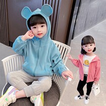 Kids hooded sweatshirt cardigan girls 2022 new casual jacket spring clothes childrens baby girls Korean version on the dress