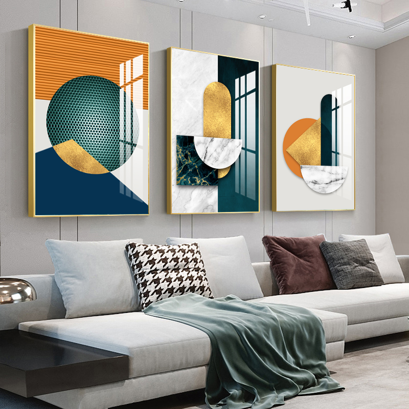 Nordic Living Room Decoration Painting Modern Minimalist Style Mural Sofa Background Wall Painting Green Planting Hanging Painting Bedroom Triple Painting-Taobao