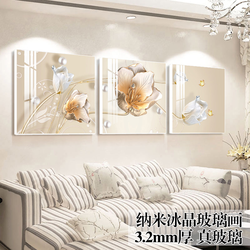Living room decorative painting simple modern bedroom triptych frameless painting Nordic elk hanging painting sofa background wall mural
