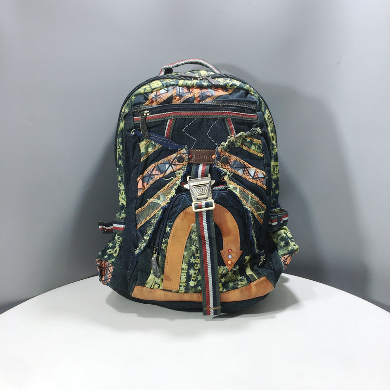 Foreign trade large capacity national wind retro-Zao dye dye heavy process washing old cowboy shoulder backpack