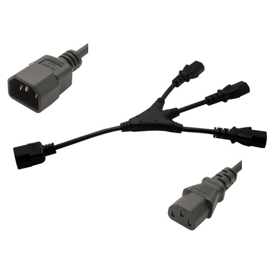 Pindword male head one drag triple-seat jack computer case matching power supply C14 turn C13 docking power supply extension cord