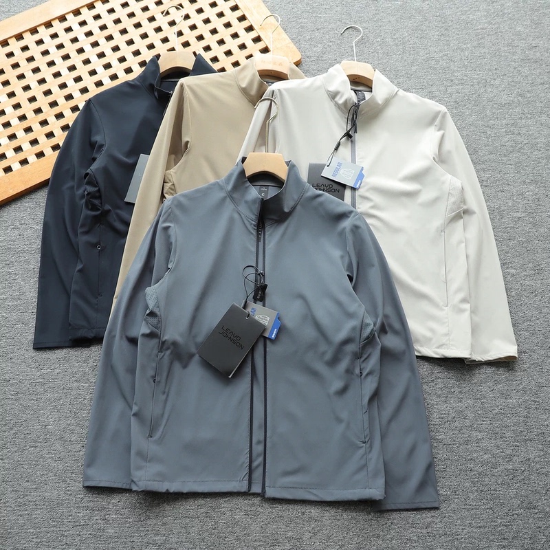 Sun Protection Leo Johnson Style Outdoor Stand-Up Collar Men's Four-Way Stretch Windbreaker Shell Sun Protection Jacket Three-Dimensional Tailoring
