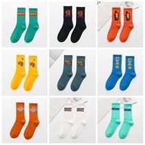 Full 10 double spring summer lovers pure cotton personality socks Summer individuality text sandals socks not to back