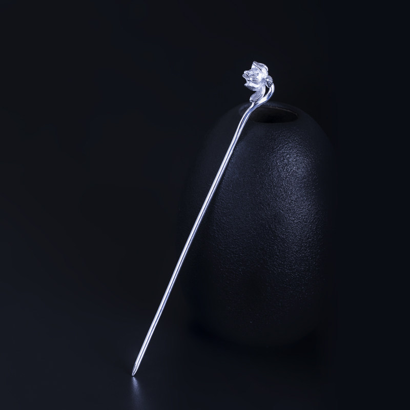 Ancient style lotus hairpin female retro 925 silver Hanfu classical Chinese national style hairpin mother's day gift jewelry