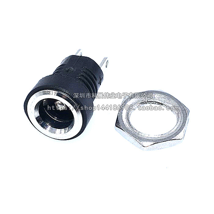 DC power socket DC-022B 5 5*2 1 2 5MM 2-pin welding wire round hole thread female seat 3 5*1 3