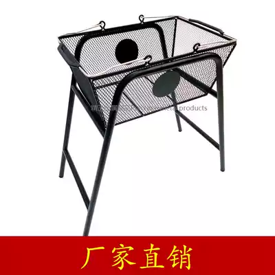 Supermarket shopping basket stainless steel base cosmetics boutique metal shopping basket shelf spring portable basket black base