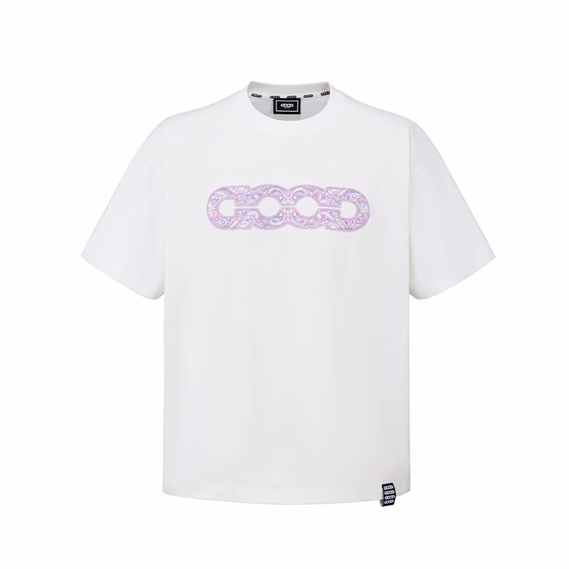 Goodbrand 2026Ss Purple Nebula Embroidery Light Luxury Fashion High-End Short-Sleeve T-Shirt Unisex