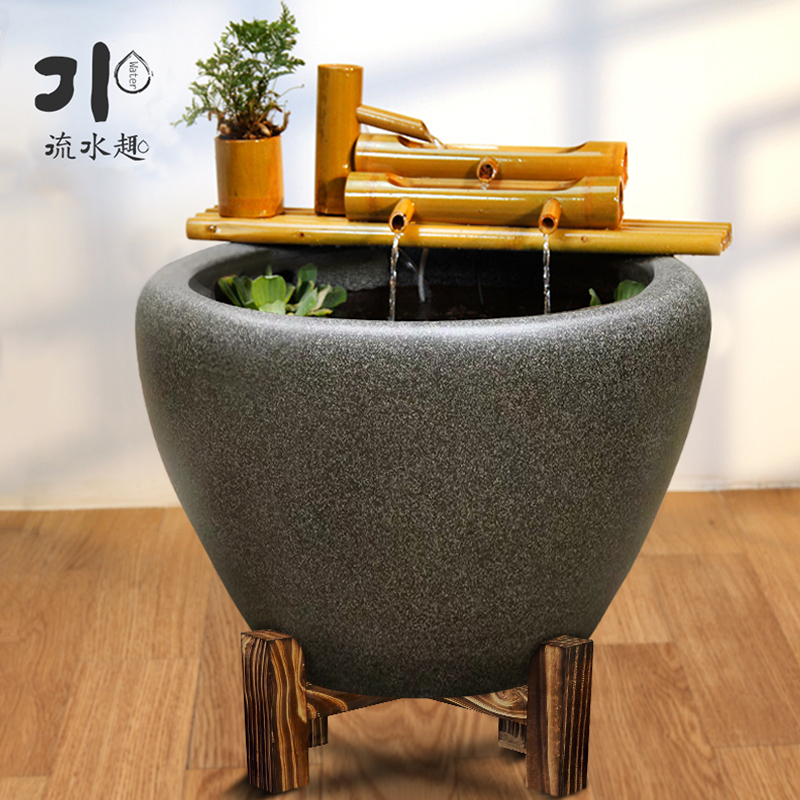 Flowing Water Fun: Bamboo Raft and Bamboo Water Circulation Ornament, Water Feature for the Upper Part of the Fish Tank, Courtyard, Outdoor Living Room, Balcony Flowing Water Fun: Bamboo Raft and Bamboo Water Circulation Ornament, Water Feature for the Upper Part of the Fish Tank, Courtyard, Outdoor Living Room, Balcony