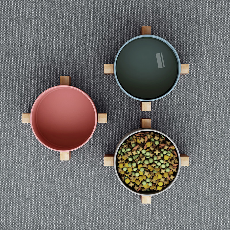 Dog bowl dog bowl cat bowl cat food bowl double bowl cat small dog anti-overturning water bowl rice bowl pet supplies net red