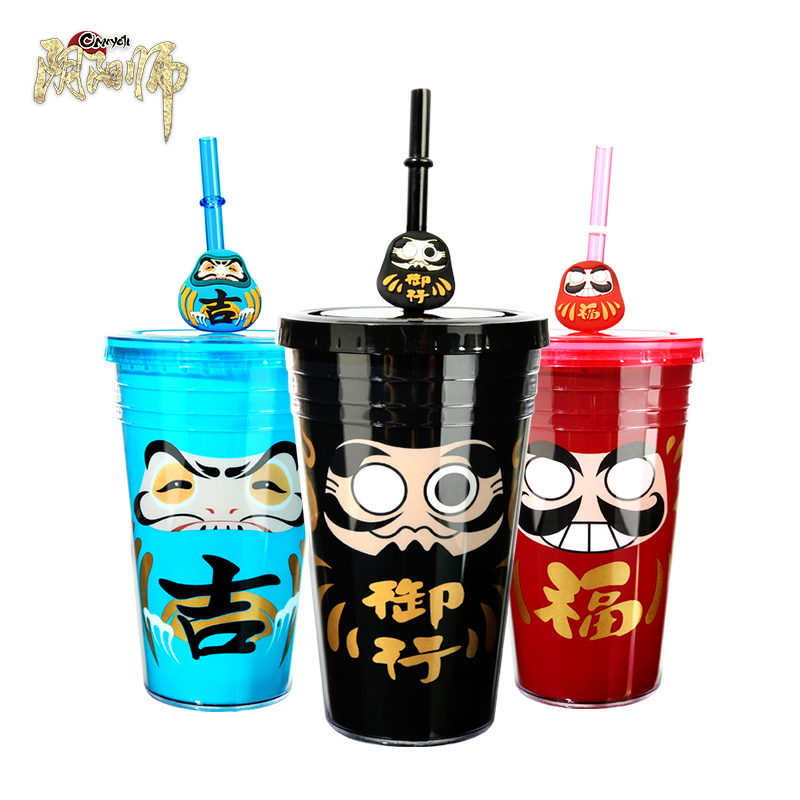 Yin and yang Division Dharma straw cup portable large capacity plastic with hand cold Drinking cup mesh Easy game impression Official perimeter