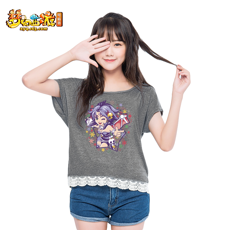 Dream short sleeve T-shirt hearse genie woman summer dress lace lace floral lace with bat sleeve net easy to play impression official perimeter