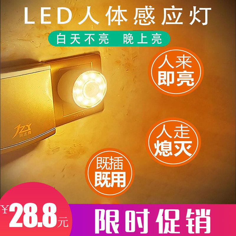 Small night light human body induction light LED screw port E27 light control lamp bedside night light plug-in bedroom wall lamp