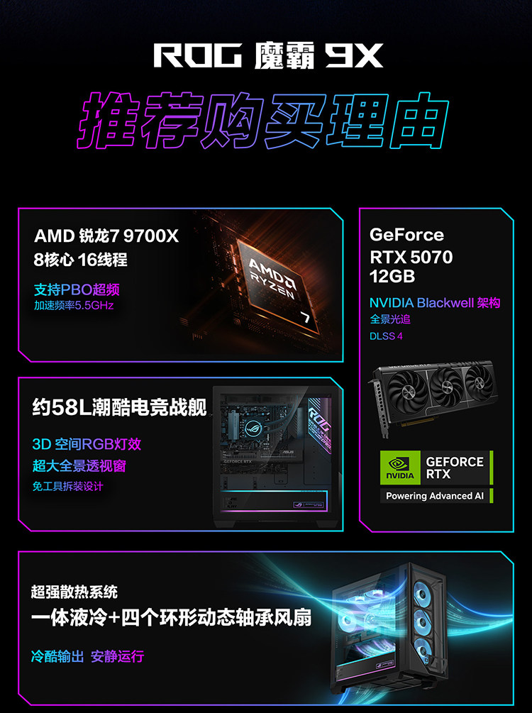 【上海补贴】ROG魔霸9X 锐龙版 水冷台式机5070Ti游戏主机电竞台机插图2