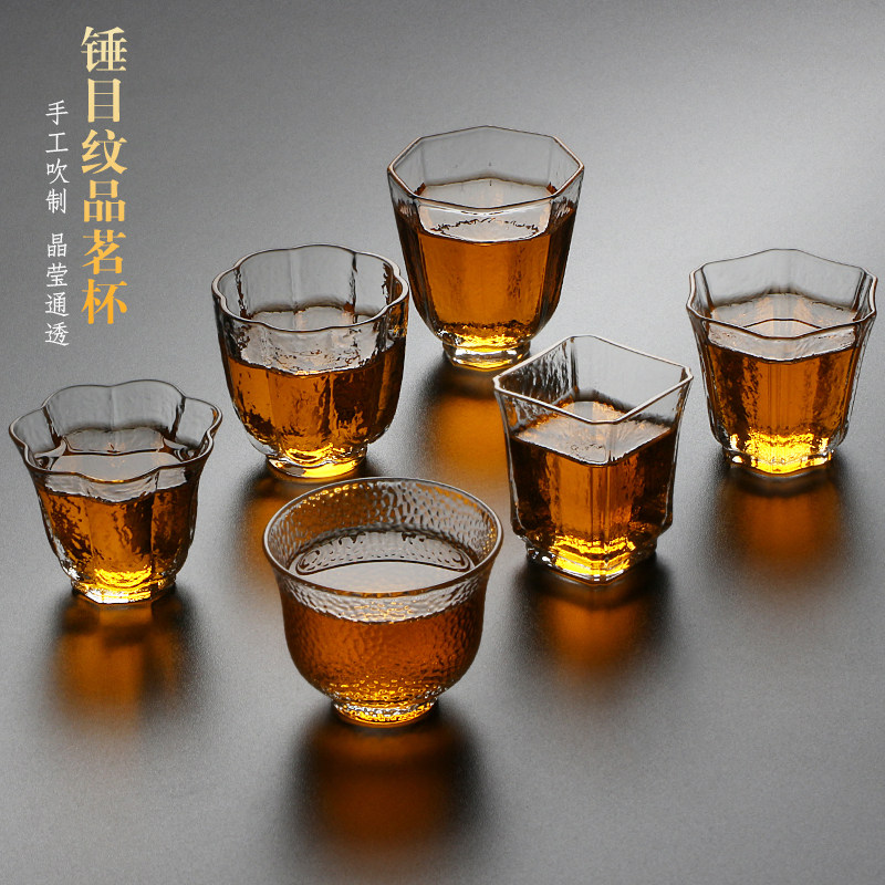 Glass Cup Small Cup Thickened Heat Resistant Transparent Pint Cup Kutil Tea Furniture Home Master Cup Pu-erh Tea Black Tea Cup