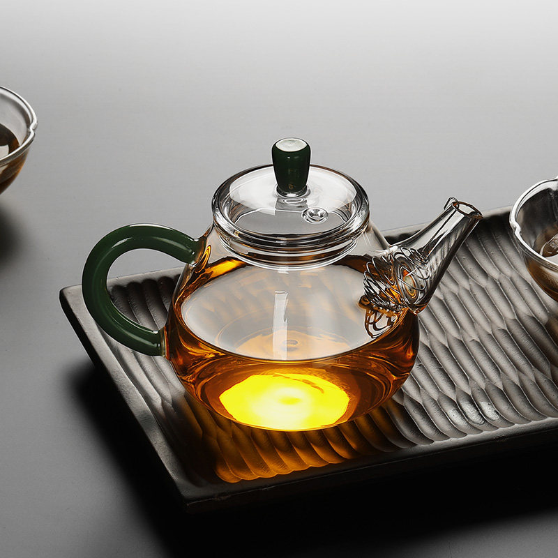 Elegant tea pot filtration flower tea home thickened heat resistant glass black tea tea maker small number korn tea furniture