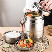 Stainless steel insulated lunch box restaurant hotel insulated bucket large capacity adult lunch box 3-layer vacuum pot rice bucket