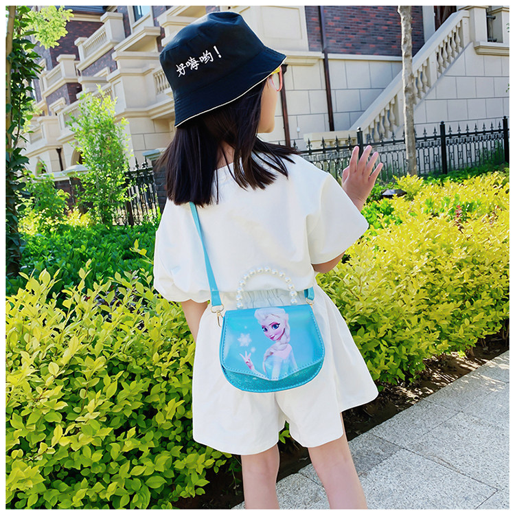 Korean version of cute children bag ice and snow chic edge girl Aisha princess handbag foreign girl little girl slanted satchel
